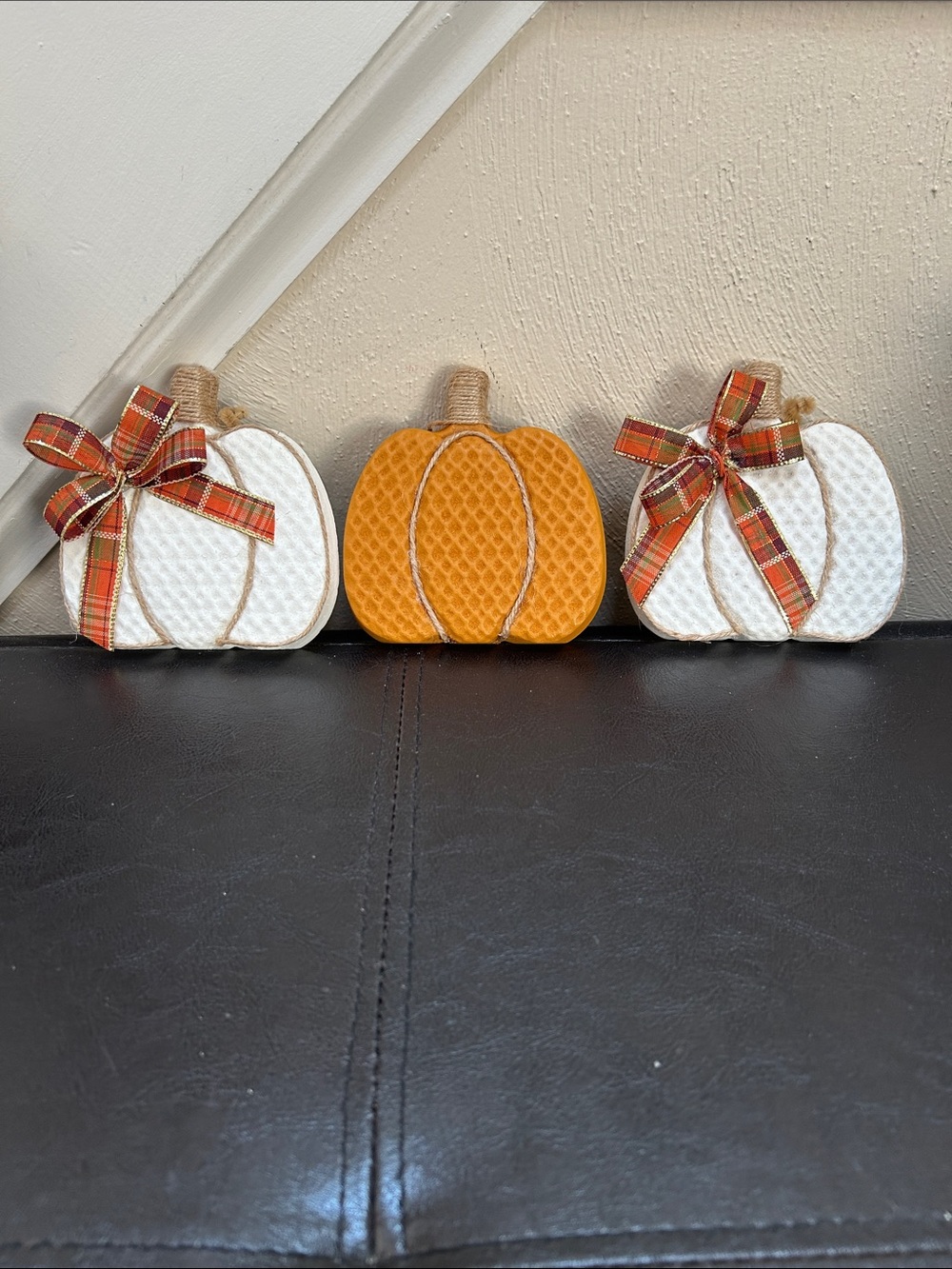 Hand made by my mom Decorative Fall Pumpkin Trio - White and Orange Table Accent